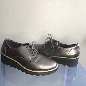 Clarks Metallic Loafers with Platform Sole